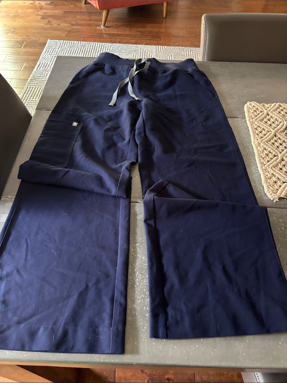 Figs Women Navy Drawstring wide leg pants